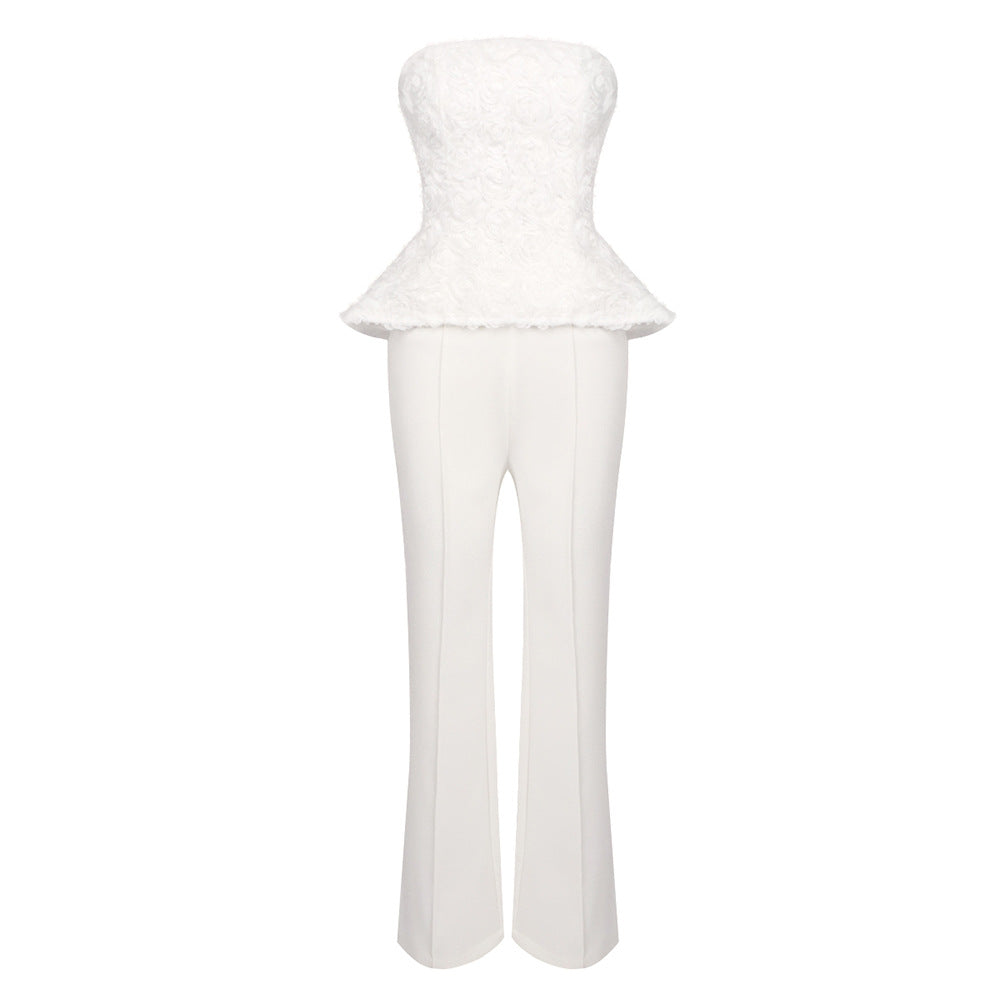 Damen Elegantes Peplum-Top mit ausgestellter Hose Echo Archiv