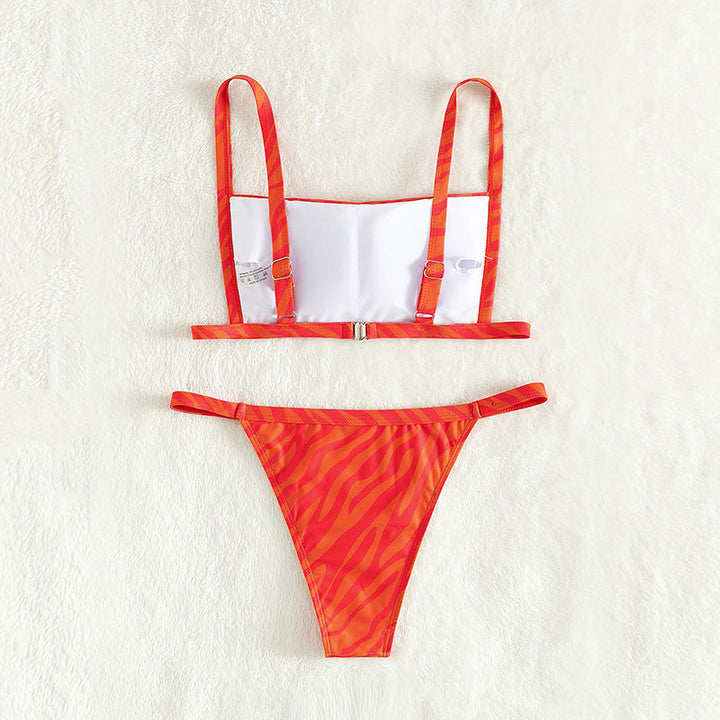 Damen Zweiteiliges Bikini-Set mit modernem Gitterdesign Echo Archiv