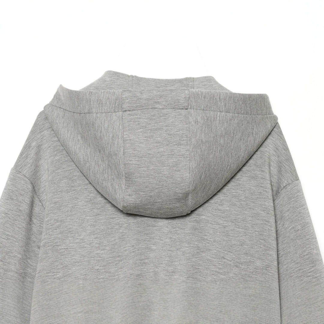 Damen Kurzgeschnittene Boxy-Kapuzenjacke mit durchgehendem Reißverschluss und kontrastierender Kordel Echoarchiv