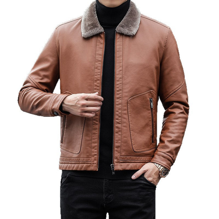 Herren Moderner Kunstlederblouson mit Teddykragen Echo Archiv