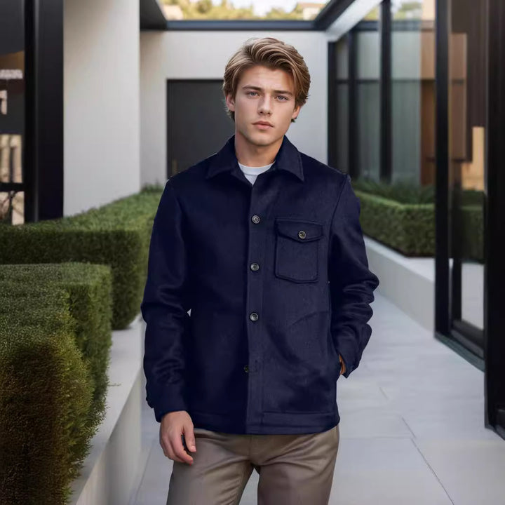 Herren modische Wolljacke mit Brusttasche und Knopfdetails Echoarchiv