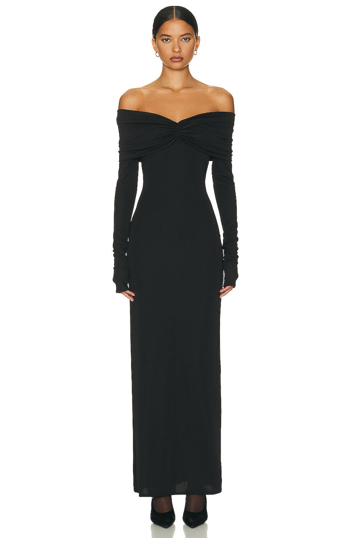 Damen elegantes Maxikleid mit schulterfreiem Design und langem Ärmel Echo Archiv