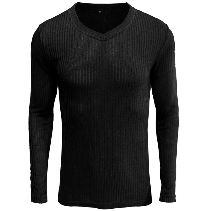 Herren V-Ausschnitt Pullover aus hochwertigem Rippstrick Echoarchiv