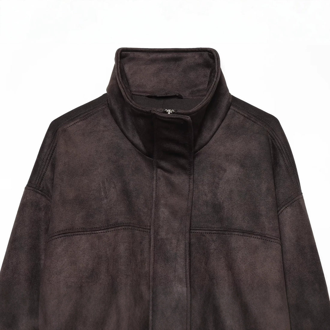 Damen Kurzblouson aus Velours‑Optik mit hohem Funnelkragen und elastischem Saum Echoarchiv