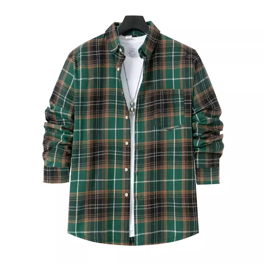 Herren Karierte Flanellhemd mit Brusttasche und bequemer Passform Echoarchiv