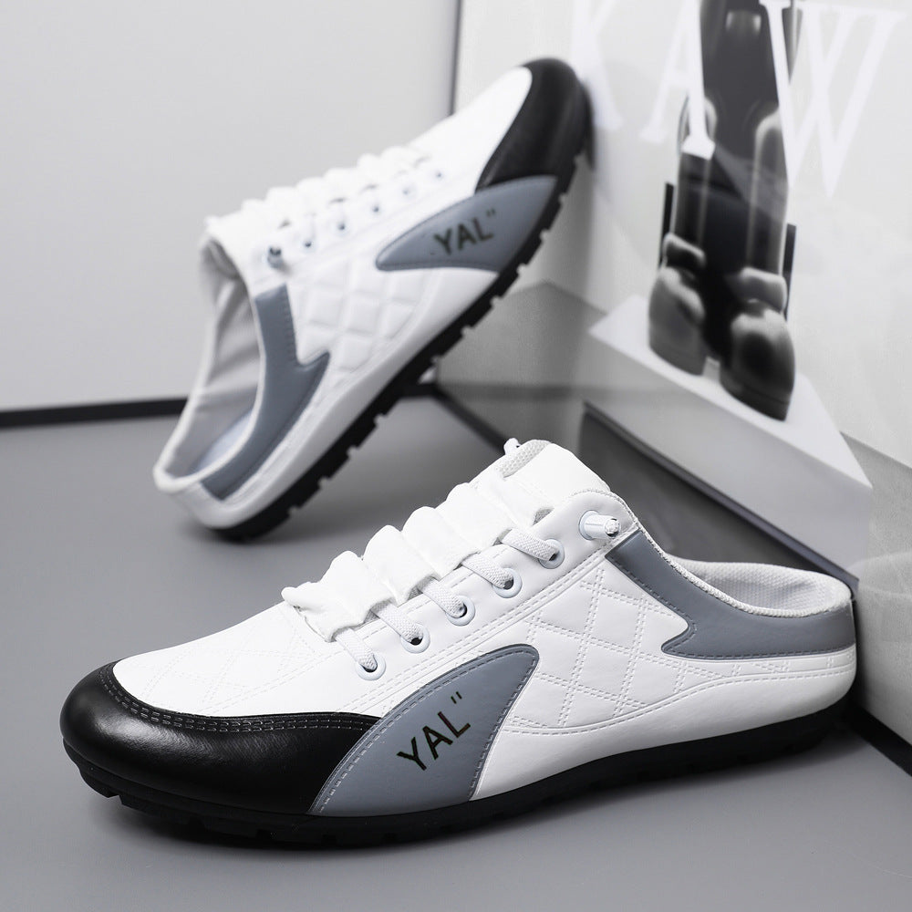 Herren Slipper-Sneaker im Mule-Design mit dekorativer Schnürung und gesteppter Kunstleder-Optik Echoarhiv