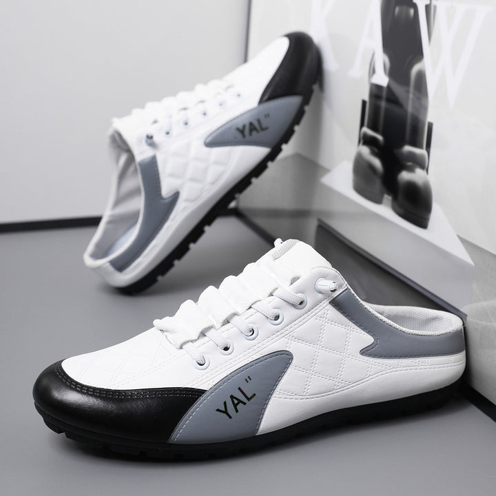 Herren Slipper-Sneaker im Mule-Design mit dekorativer Schnürung und gesteppter Kunstleder-Optik Echoarhiv