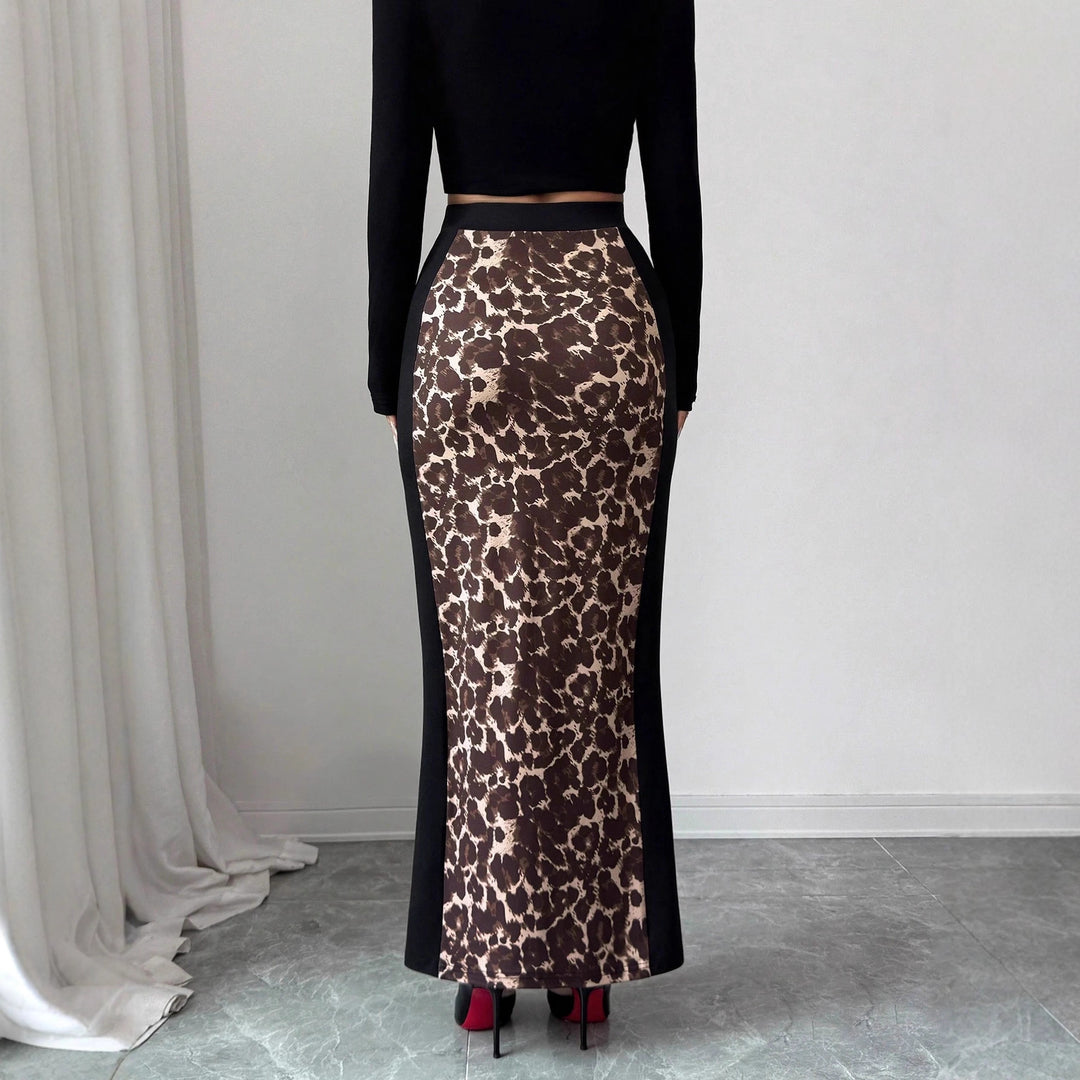 Damen nan taillierter Bleistiftmidirock mit Animal-Print-Mittelbahn und seitlichem Oberschenkel-Schlitz Echo Archiv