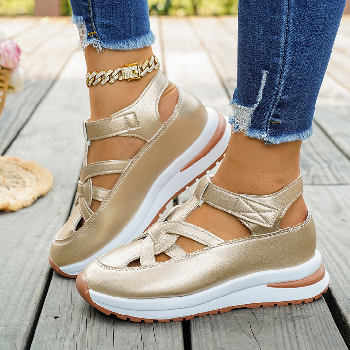 Damen Plateau‑Sneaker‑Sandale mit geschlossener Kappe und Klettverschluss Echo Archiv