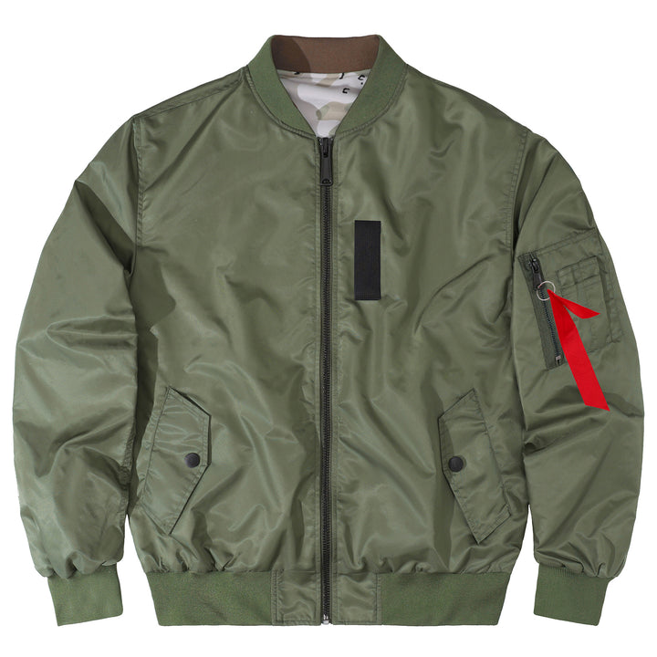 Herren  fluginspiriertes Bomberjacke mit gerippten Bündchen Saum Camouflage-Futter und Ärmel-Utility-Tasche Echo Archiv