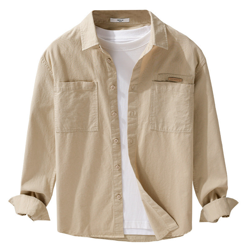 Herren Leichtes Baumwoll‑Twill Overshirt mit Kentkragen, doppelten aufgesetzten Brusttaschen und Relaxed-Fit Echoarchiv