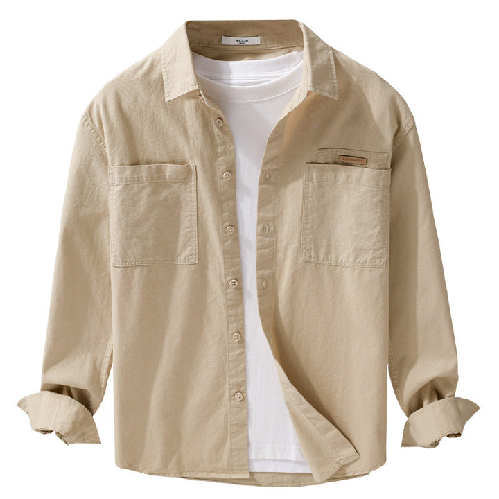 Herren Leichtes Baumwoll‑Twill Overshirt mit Kentkragen, doppelten aufgesetzten Brusttaschen und Relaxed-Fit Echoarchiv