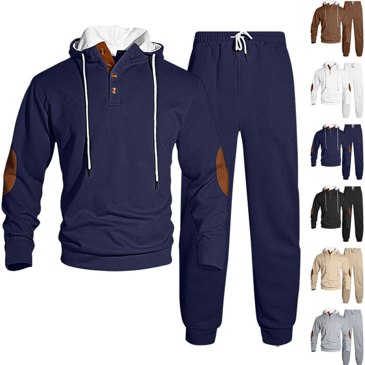 Herren modernes Sweatshirt- und Jogginganzug-Set mit stylischem Knopfverschluss Echoarchiv