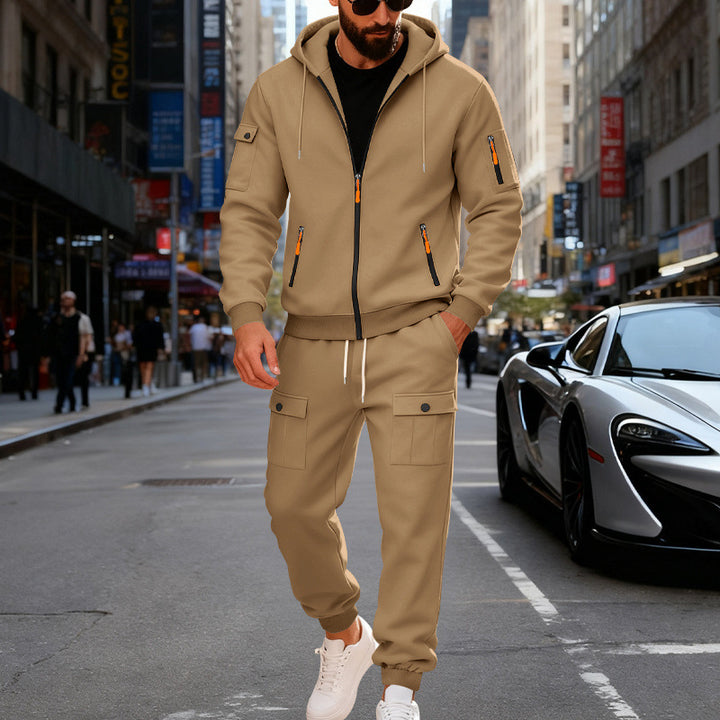 Herren stylisches Zweiteiliges Jogginganzug mit Kapuze und praktischen Taschen Echoarchiv