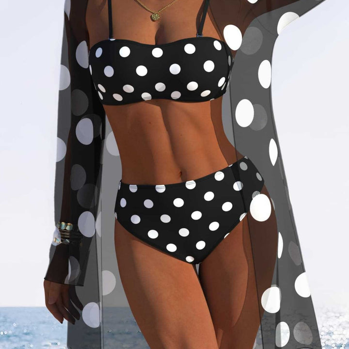 Damen Bikini-Set mit gepolstertem Bustier-Oberteil und elegantem Chiffon-Cover-Up Echo Archiv