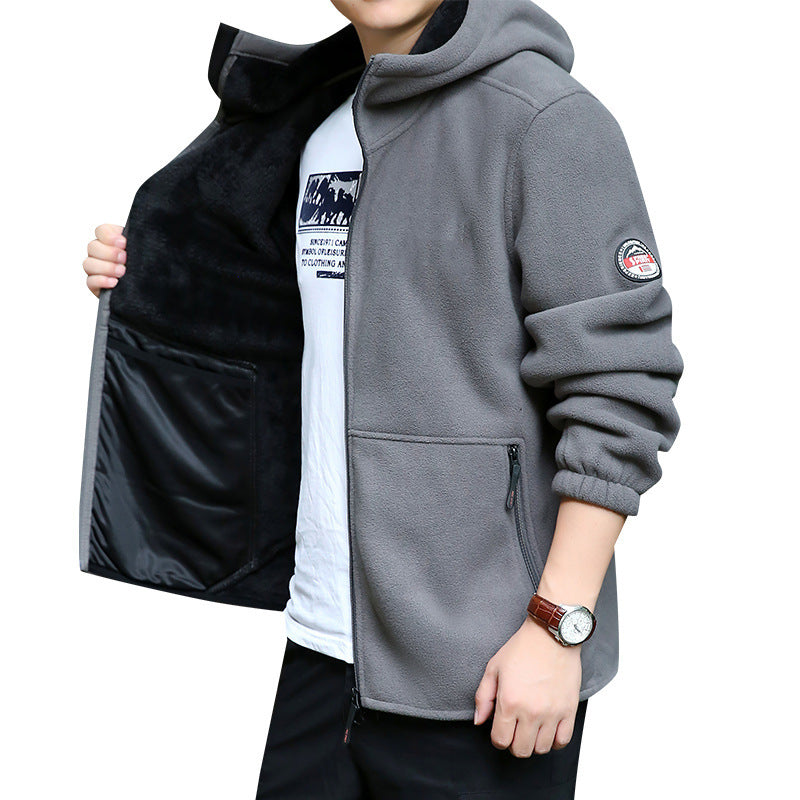 Herren Fleece-Kapuzenjacke für Outdoor mit Thermo-Futter, windabweisender Oberfläche und Reißverschlusstaschen Echo Archiv
