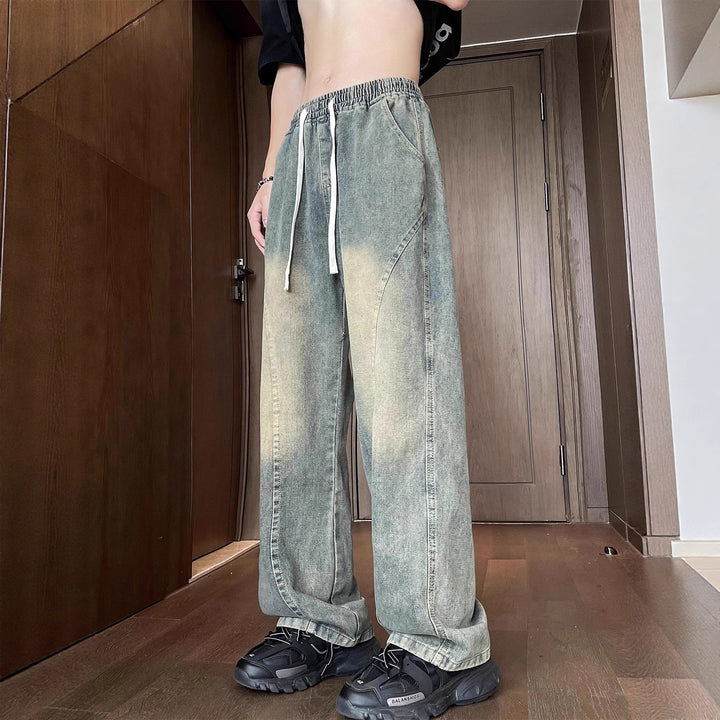 Unisex Weit geschnittene Denimhose mit elastischem Bund Echo Archiv