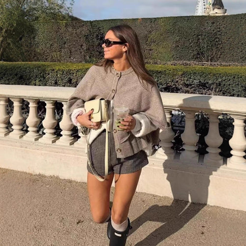 Damen Cape-Cardigan mit Knopfleiste und zweilagigem Umhang Echo Archiv