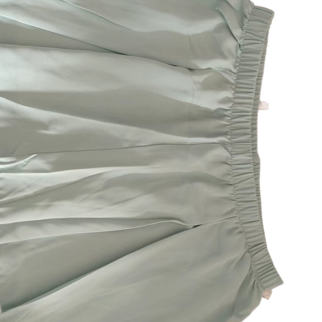 Damen Leichte Satin-Palazzohose mit hohem elastischem Bund und Kellerfalten – Avélisse