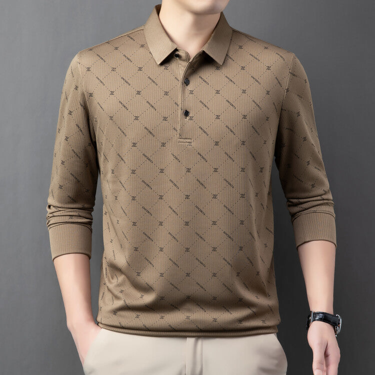 Herren Langarm Poloshirt mit innovativem Muster und atmungsaktiven Eigenschaften Echoarchiv