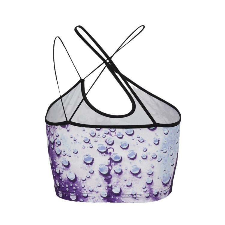Damen Crop-Top mit Wasserperlen-Motiv und elegantem Rückenverschluss Echo Archiv