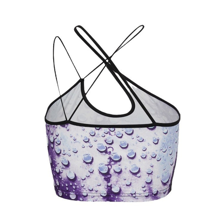 Damen Crop-Top mit Wasserperlen-Motiv und elegantem Rückenverschluss Echo Archiv