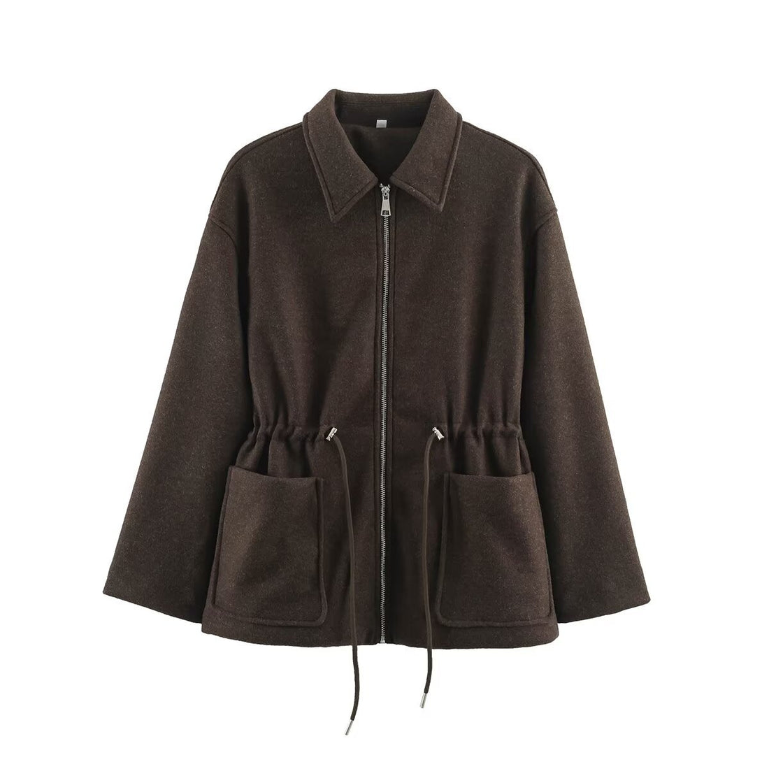 Damen Kurzjacke aus Wollmix mit Tunnelzug‑Taillierung und aufgesetzten Taschen Echoarchiv