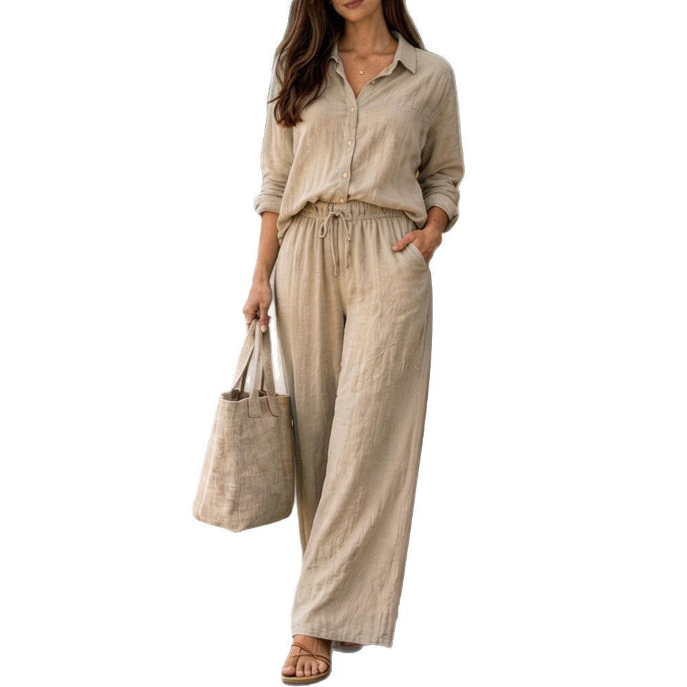 Damen Leichte und bequeme Sommerbluse mit weiten Hosen Echo Archiv
