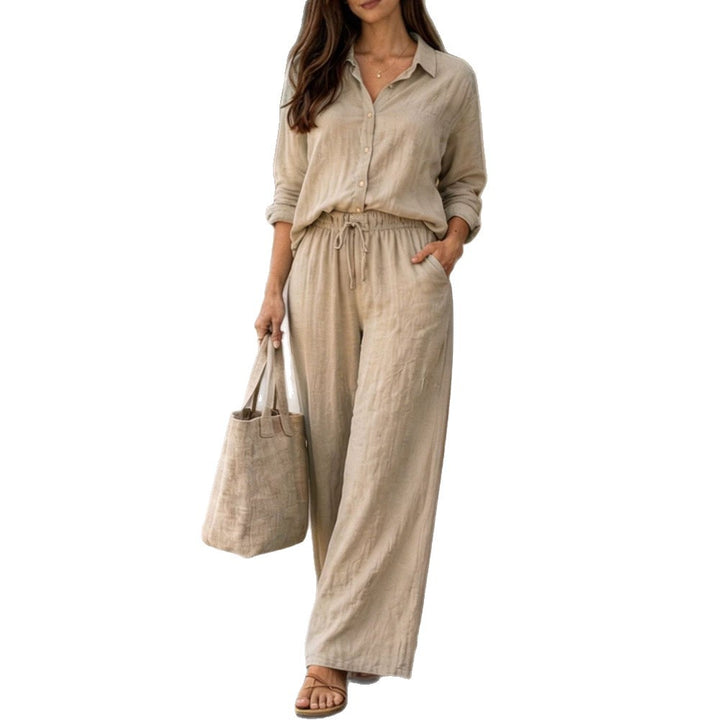 Damen Leichte und bequeme Sommerbluse mit weiten Hosen Echo Archiv