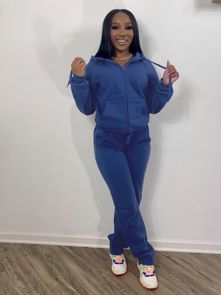 Damen nan Komfort-Zip-Hoodie mit taillenhoher Bootcut-Jogginghose Set Echo Archiv