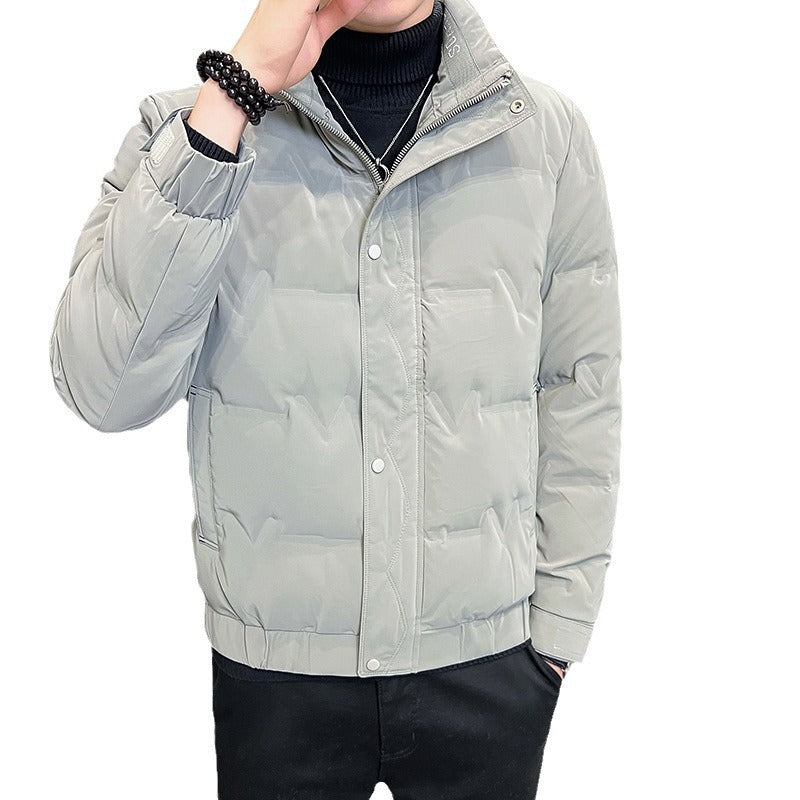 Herren Kurz geschnittene Thermo-Pufferjacke mit hohem Stehkragen und Klettmanschetten – Taviero