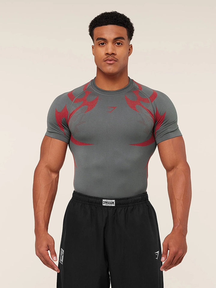 Herren nan nahtloses formgebendes Funktionsshirt mit Kompressionseffekt und ergonomischen Muskelzonen Echo Archiv
