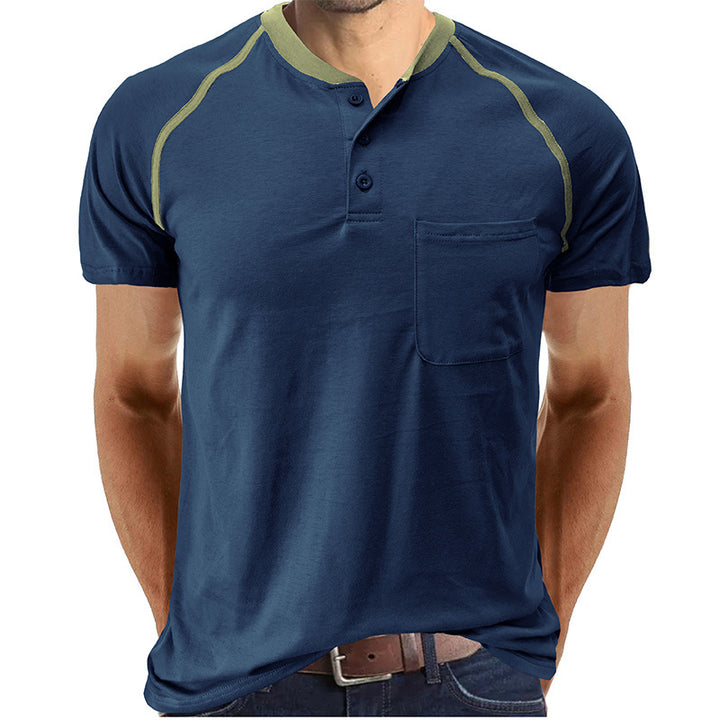 Herren Kurzarmshirt mit modischen Kontrastdetails Echoarchiv