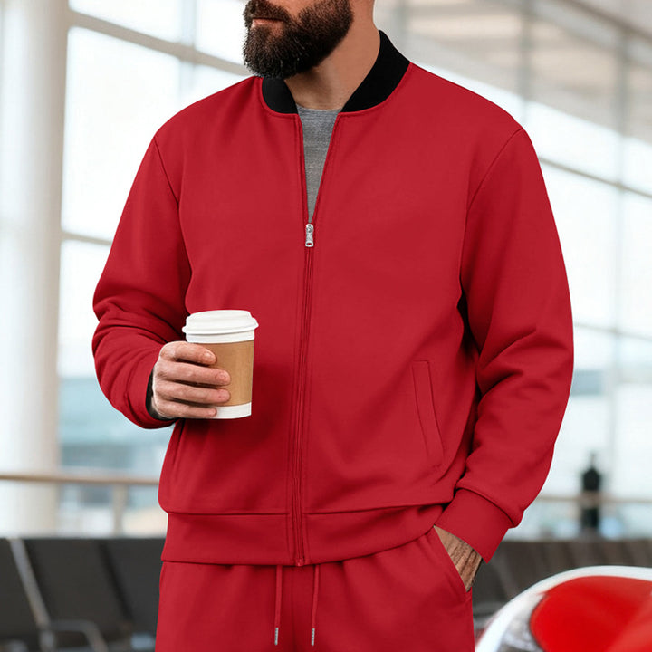 Herren nan urbane Sweat-Trackjacke mit Stehkragen verdecktem Reißverschluss elastischen Rippbündchen und Eingrifftaschen Echo Archiv