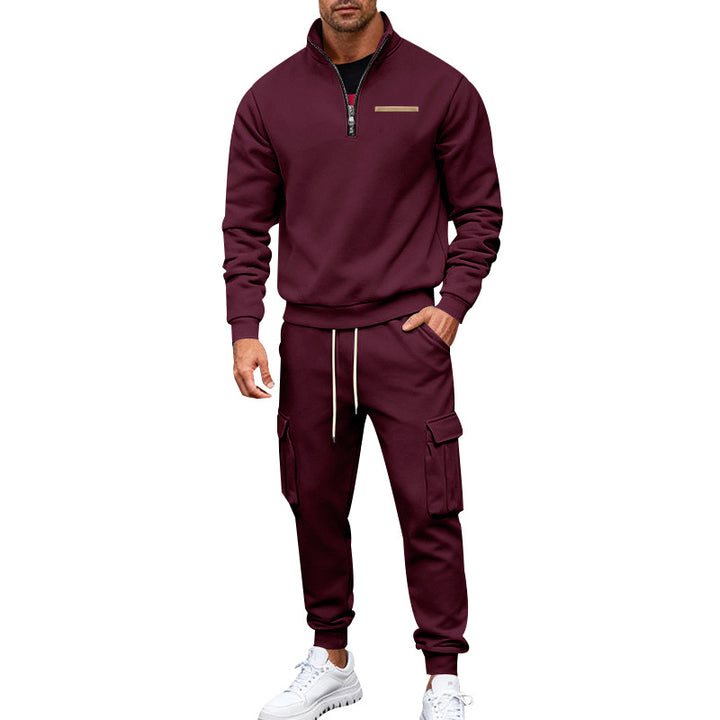 Herren Zip-Pullover- und Cargo-Jogger-Set aus weichem French-Terry Echoarchiv