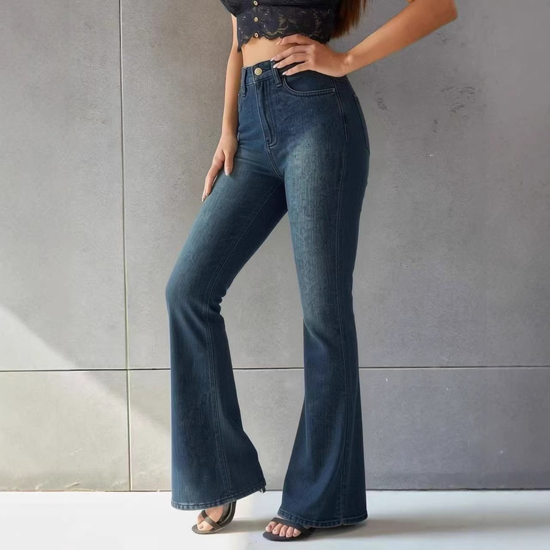 Damen Flared Jeans mit hohem Bund und einzigartigem Strukturdesign Echo Archiv