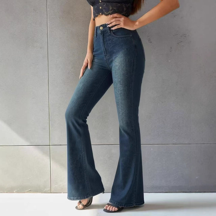 Damen Flared Jeans mit hohem Bund und einzigartigem Strukturdesign Echo Archiv
