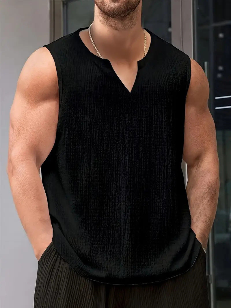 Herren Ärmelloses V-Ausschnitt Shirt aus atmungsaktiven Materialien Echoarchiv
