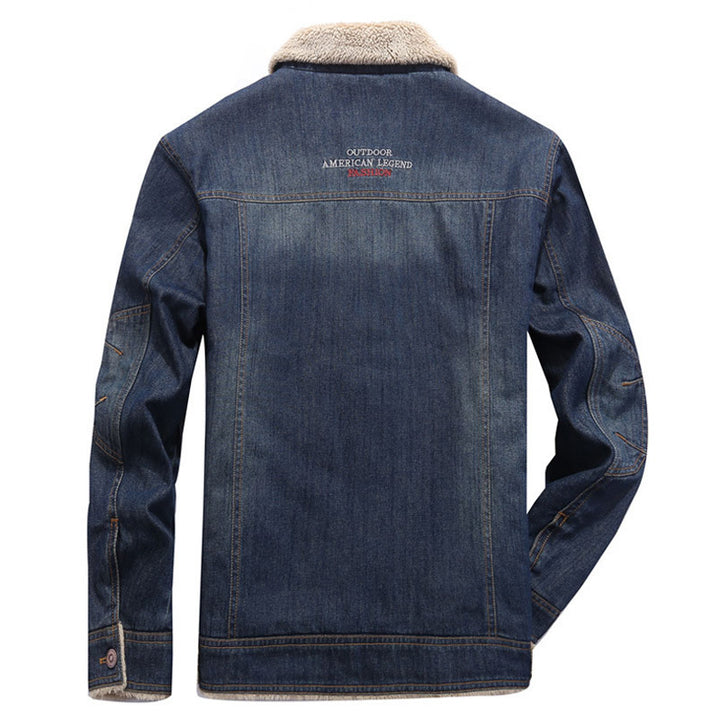 Herren Denim-Workerjacke mit wärmender Teddyfleece-Innenlage und Sherpa-Kragen – Denvaro