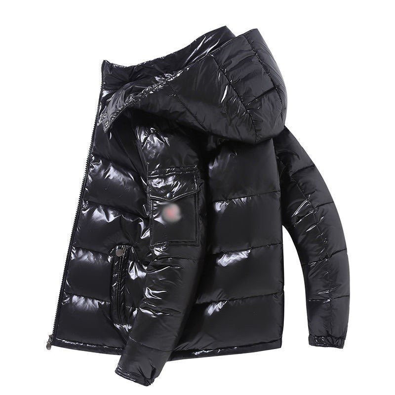 Herren Glänzende Stepp-Kapuzenjacke mit Cargo-Brusttasche Echoarchiv