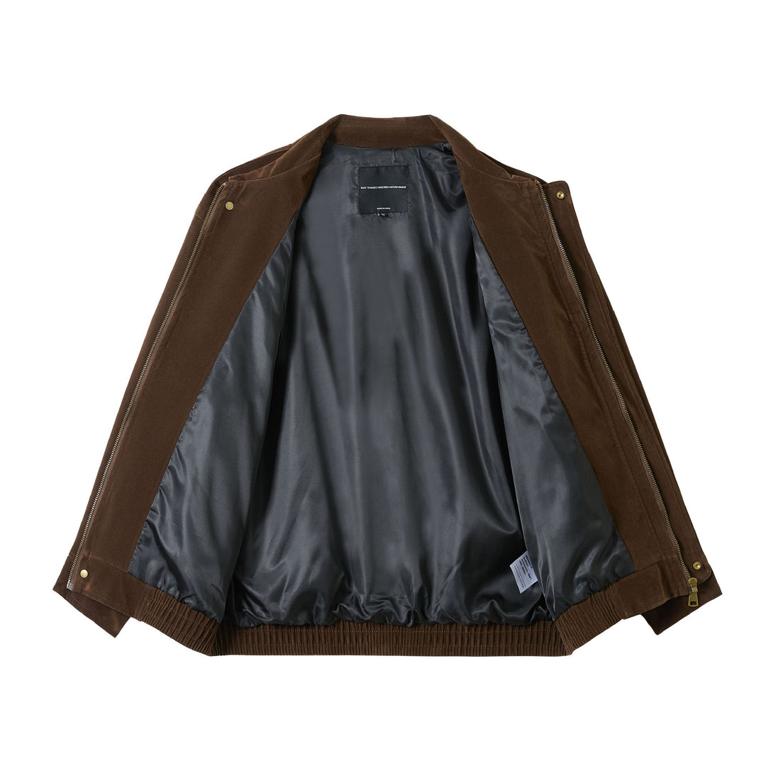 Herren Kurz geschnittener Wildlederoptik Blouson mit elastischem Saum und Pattentaschen Echoarchiv
