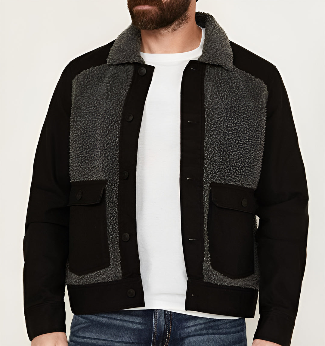 Herren Outdoor-Jacke mit Teddyfellkragen und funktionalen Taschen Echoarchiv