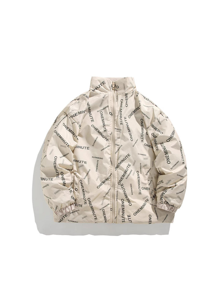 Herren Modische Steppjacke mit hohem Kragen und einzigartigem Schriftzug Echoarchiv