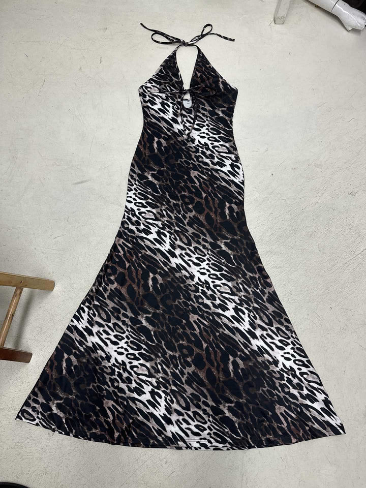 Damen Maxikleid mit tiefem V-Ausschnitt und verstellbaren Trägern Echo Archiv