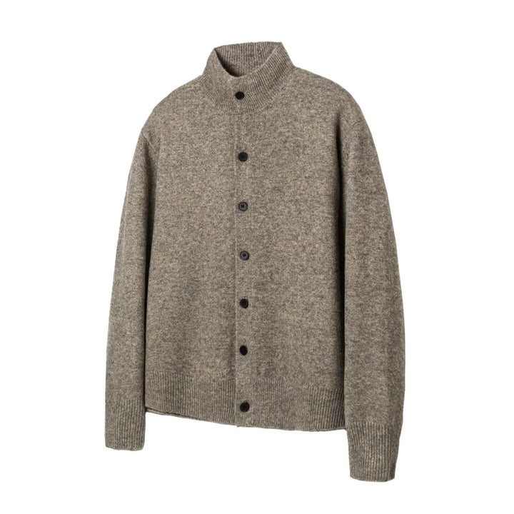 Herren Bequeme Strickjacke mit hohem Kragen und Knopfleiste Echoarchiv