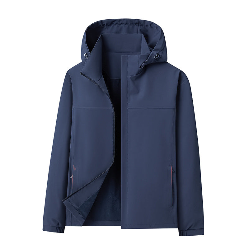 Herren Wasserabweisende Softshell-Jacke mit Kapuze nahtminimaler Optik & Brusttasche Echoarchiv