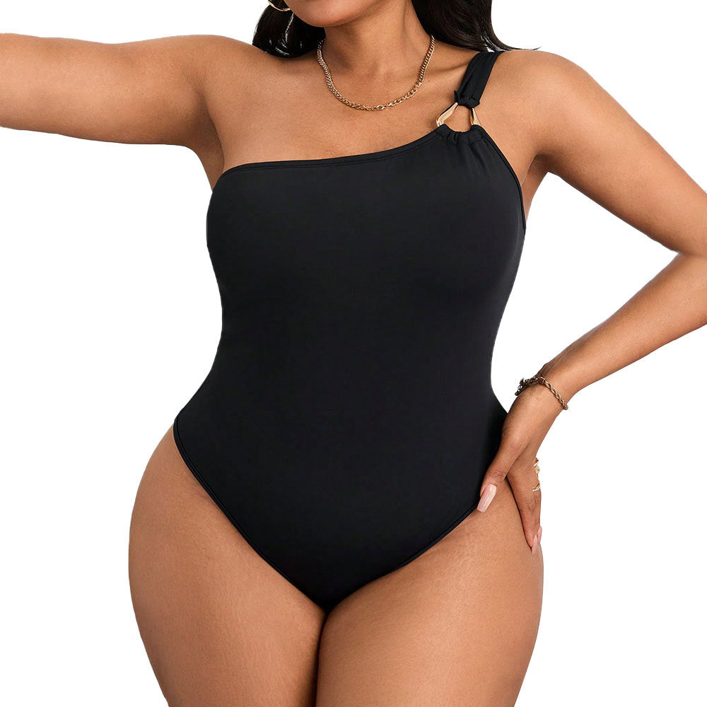 Damen Einteiler Badeanzug mit asymmetrischem Design und raffiniertem Schulterdetail Echo Archiv