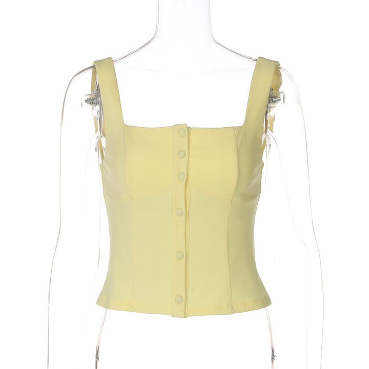 Damen Tailliertes Top mit Knopfdetail Echo Archiv