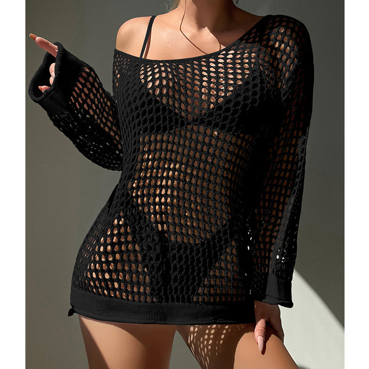 Damen luftiger Grobstrick Pullover mit weitem Schnitt und offenen Ärmeln Echo Archiv