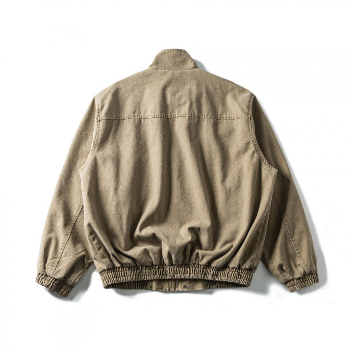 Herren Kastenförmige Canvas-Blousonjacke mit Cordbesatz, Stehkragen und elastischem Saum Echo Archiv